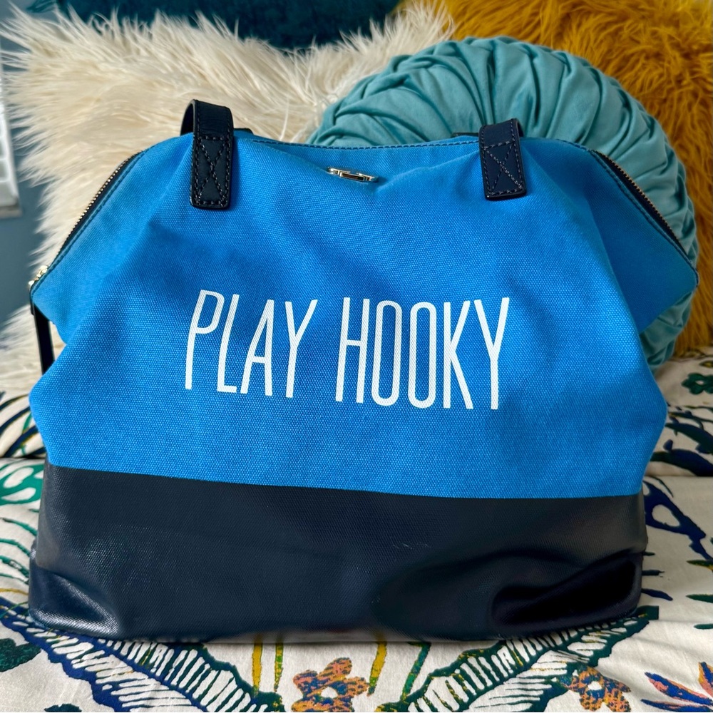 Kate Spade Blue Canvas “Play Hooky” Tote Bag